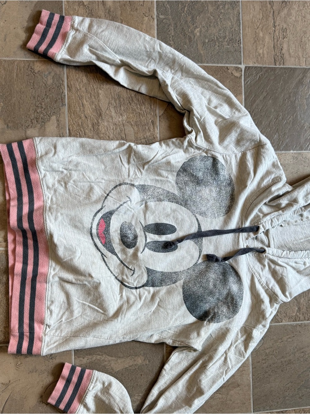 Disney Cream Hoodie with Gray Drawstring